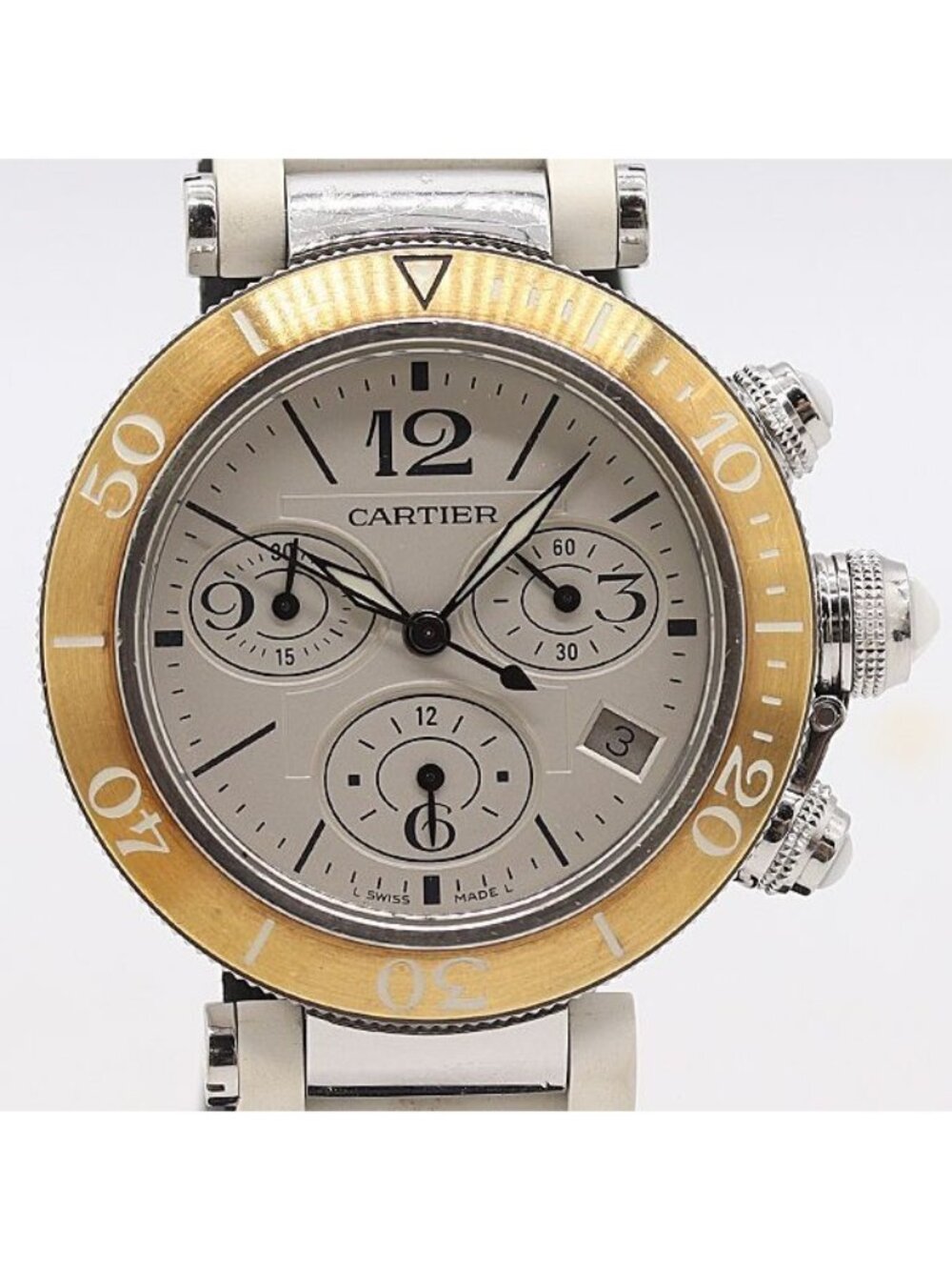 Cartier Pasha Seatimer Silver Dial Small Seconds Date Chrono Watch